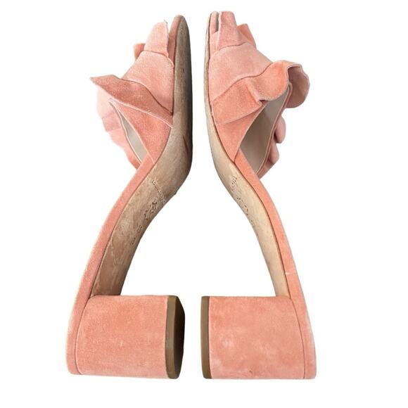 Loeffler Randall Vera Ruffles Pink Suede Mule Sandal Heel size 10 - Picture 9 of 11